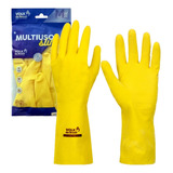 Kit 12 Luva De Borracha Limpeza Multiuso Látex Amarela Volk