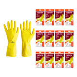 Kit 12 Luva Latex Amarela Multiuso Limpeza Borracha Louça Cor P 7
