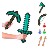 Kit 12 Minecraft Espada Picareta Machado Arco E Flecha Mdf