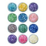 Kit 12 Mini Madrepérola Colorida Potinhos Encapsular Unhas De Gel Glitter