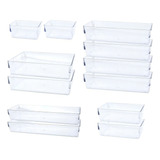 Kit 12 Organizador Acrílico Transparente Empilhável Modular