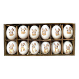 Kit 12 Ovos Páscoa Decoração Enfeite Casquinha Pendurar 6cm