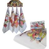 Kit 12 Pano Prato Natal Pano Copa Estampa Natalina 45x68cm