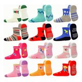 Kit 12 Pares Meia Infantil Bebê Unissex Rn Antiderrapante