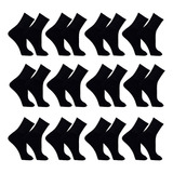 Kit 12 Pares Meia Masculina Cano Alto Longo Preta