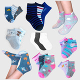 Kit 12 Pares Meias Infantil Bebê Menino Menina Cores Básica
