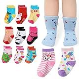 Kit 12 Pares Meias Infantil Feminina Menina Antiderrapante -BR- Idade- 6 Meses- Regular- Estampas Diversas-