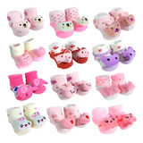 Kit 12 Pares Meias Sapatinho Pantufa Infantil Para Bebe Rn