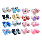 Kit 12 Pares Meias Sapatinho Pantufa Infantil Para Bebe Rn