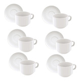 Kit 12 Pçs Conjunto Xícaras De Chá Pires Porcelana Branca