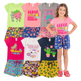 Kit 12 Peças Conjunto Infantil Menina Verão Feminino Atacado