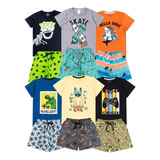 Kit 12 Peças De Roupa 1 Ao 14 Masculino 6 Camiseta 6 Shorts