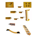 Kit 12 Peças Playground Para Gatos Nicho Escada E Passarela