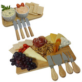 Kit 12 Peças Tabua De Bambu Petisqueira Queijos Molheira