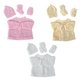 Kit 12 Peças Tricô Bebê Casaquinho Touca Luva E Sapatinho