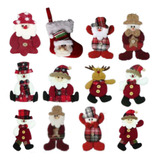 Kit 12 Pendentes Papai Noel Pelúcia Enfeite Arvore Natal