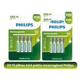 Kit 12 Pilhas Recarregavel