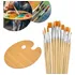 Kit 12 Pincéis Artesanato Pintura Ponta Fina Chata   Paleta