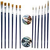 Kit 12 Pincéis Artesanato Pintura Ponta Fina Chato