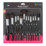 Kit 12 Pincéis Maquiagem Macrilan Profissional Cabo Madeira