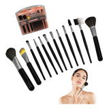 Kit 12 Pincéis P Maquiagem Profissional Sombra Pó Blush Base