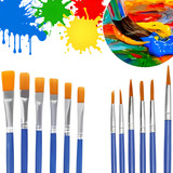 Kit 12 Pincéis Pintura Artesanato Ponta Fina Redonda E Chato