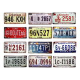 Kit 12 Placas Decorativa Metal Carro Alto Relevo Vintage K1