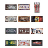 Kit 12 Placas Decorativas Metal Vintage Retrô Rock Bar