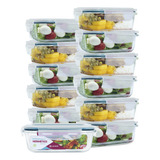 Kit 12 Potes De Vidro Retangular Com Tampa Hermética 640ml