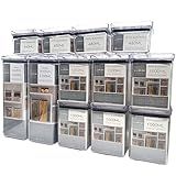 Kit 12 Potes Mantimentos Hermético Quadrado Empilhável Cozinha Acrílico 2unis 2 2L 6unis 1L 4unis 480ml