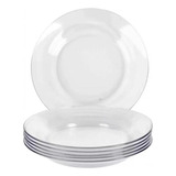 Kit 12 Pratos Fundo Refeição Vidro Resistente Jantar