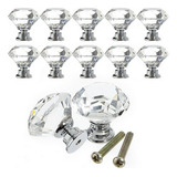 Kit 12 Puxadores Cristal 30mm Gaveta Porta Macaneta Moveis