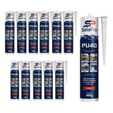 Kit 12 Silicone Pu 40 Preto Adesivo Cola Vedação Multiuso