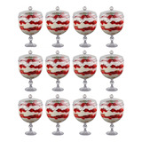 Kit 12 Taça Americana Doce Acrílico Cristal Tampa 1 250ml