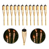 Kit 12 Tochas Bambu Iluminação 90cm Decoração Jardim Festa