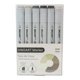 Kit 12 Tons De Cinzas Caneta Marcador 2 Pontas Tipo Copic