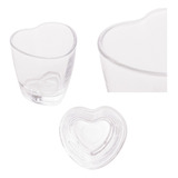 Kit 12 Un Copinho Shot De Vidro Molheira Coração 50 Ml Lyor