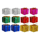Kit 12 Un Mini Caixa Presente Pendente Enfeite Natal 6 Cm