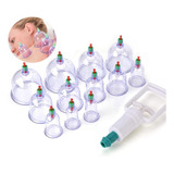 Kit 12 Ventosas Com Bomba Ventosa Terapia Massoterapia