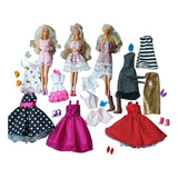 Kit 12 Vestidos Roupinhas Boneca Barbie E 4 Pares Sapatos