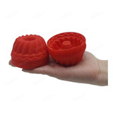 Kit 12 X Forma Redonda Mini Para Pudim Bolo Torta Cupcake Muffins Forminhas Em Silicone P/ Forno Elétrico Gás Microondas