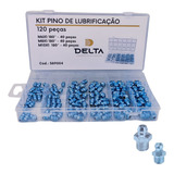 Kit 120 Unid Pino Bico Graxeiro Lubrificacao Reto M6 M8 M10