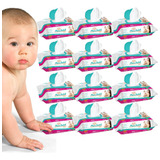 Kit 1200 Lenços Umedecido Higiene Bebê 12 Pacote Com Tampa