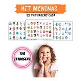 Kit 128 Tatuagens Temporária Infantil Tema Meninas