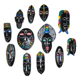 Kit 12pçs Mascara Africana Tribal Linda Decoração De Parede