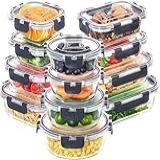 Kit 12x  Recipientes De Vidro Hermético Preparo Refeições  Recipientes Armazenamento Alimentos Tampas Herméticas  Recipientes Vidro Marmitas  Compatíveis Micro Ondas  Forno  Freezer Lava Louças