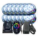 Kit 13 Led 9w 80mm Rgb Piscina Comando Fonte Rosca 1 2