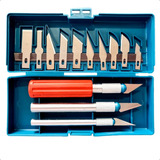Kit 13 Peças Estilete De Precisão Jogo Com Estojo Artesanato Scrapbook Bricolagem Irmãos Mantovani Têxtil Imt
