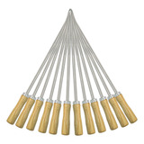 Kit 15 Espeto 30cm Lâmina Mini Espetinhos Churrasco Aço Inox