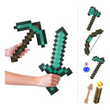 Kit 15 Minecraft Espada Picareta Machado Enxada Tocha Arco